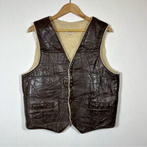 Vintage Sherpa Lined Leather Vest